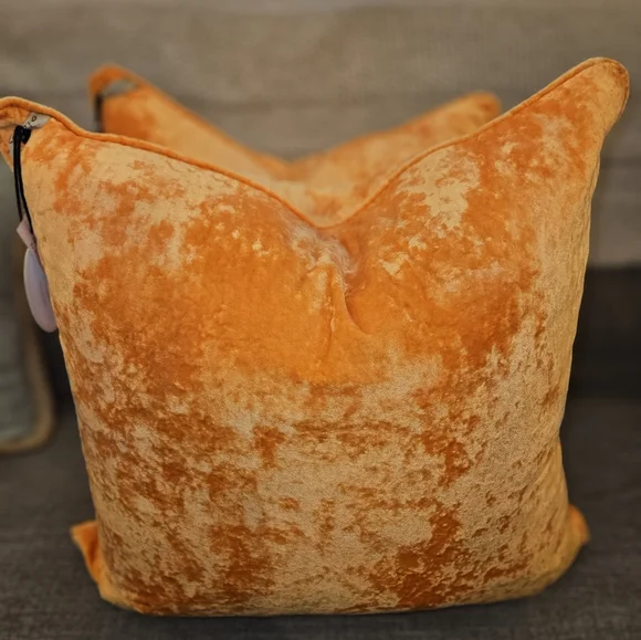 ONE - NWT Luxury Velvet Orange Oversized Throw Accent Pillow 24"x24"